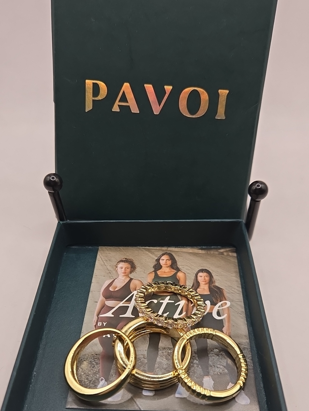 NEW Pavoi Gold-Tone Stackable Ring Set with Crystal Accents - Picture 3 of 7